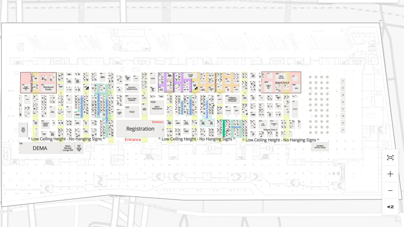 Preview of the DEMA Show 2026 exhibit hall floor plan